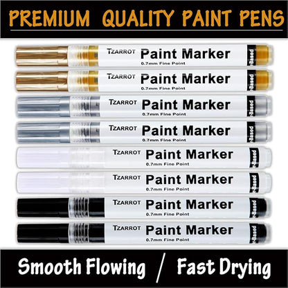 TZARROT White Paint Pen, 8 Pack 0.7mm Acrylic Paint Pens - Image 2