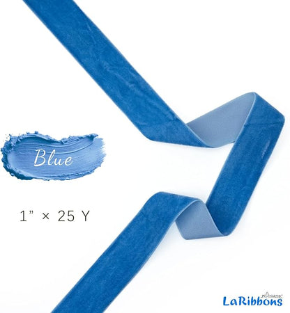 LaRibbons Thin Velvet Ribbon 1 Inch x 25 Yards, Dusty Blue Velvet Ribbon - Image 6