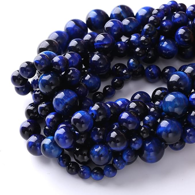 Natural Stone Lapis Blue Tiger Eye Beads Round Loose Spacer Beads - Image 6