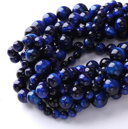 Natural Stone Lapis Blue Tiger Eye Beads Round Loose Spacer Beads - Image 6