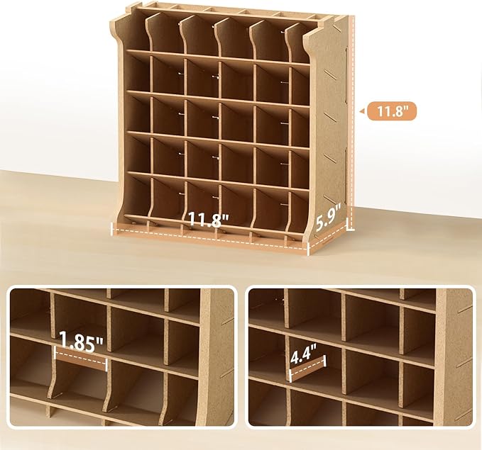 Paint Rack Organizer for 30 Bottles, Craft Supplies Storage, MDF Material - Image 3