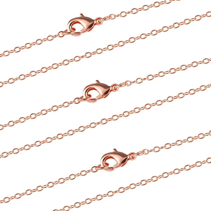 ALEXCRAFT Wholesale 12PCS Rose Gold Plated Solid Brass Chain Hypoallergenic by ALEXCRAFT