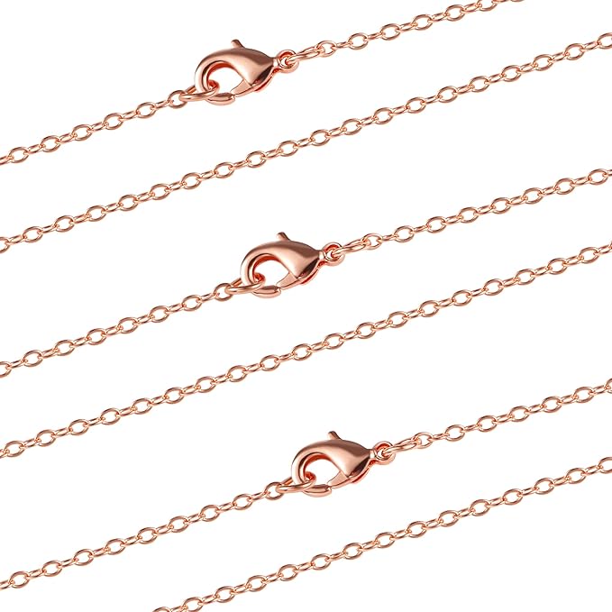 ALEXCRAFT Wholesale 12PCS Rose Gold Plated Solid Brass Chain Hypoallergenic by ALEXCRAFT