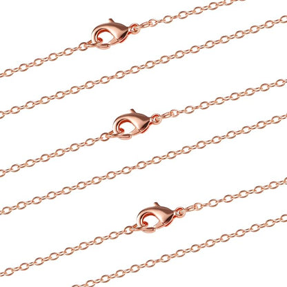 ALEXCRAFT Wholesale 12PCS Rose Gold Plated Solid Brass Chain Finished Flat by ALEXCRAFT
