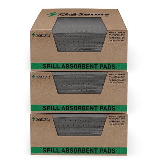 FlashDry - Universal Spill Absorbent Pads | 17.5” x 13.5” x 2mm Oil and All by FLASHDRY