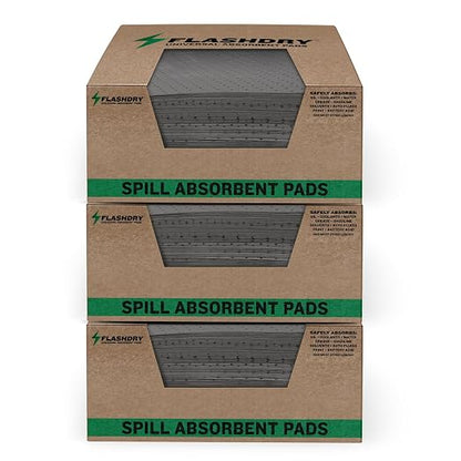 FlashDry - Universal Spill Absorbent Pads | 17.5” x 13.5” x 2mm Oil and All by FLASHDRY