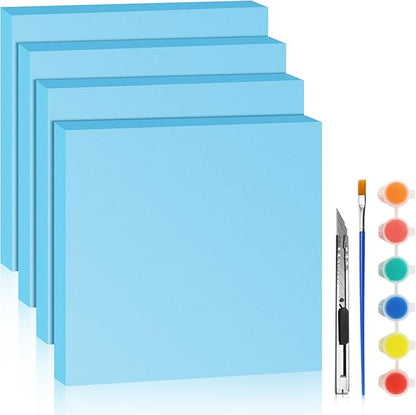 LuckyFoam Blue 4 Pack 12x12x1 inch Foam Sheets 1 Inch Thick Polystyrene by LuckyFoam