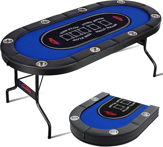 8 Player Poker Table Foldable, Texas Holdem Casino Table by Rioloiuy