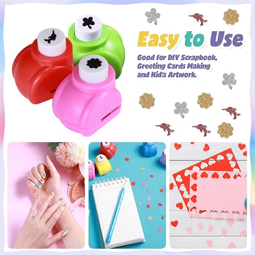 Geyee 68 Pieces Scrapbook Paper Punch Hole Punches Shape Mini Gift Card Punch - Image 4