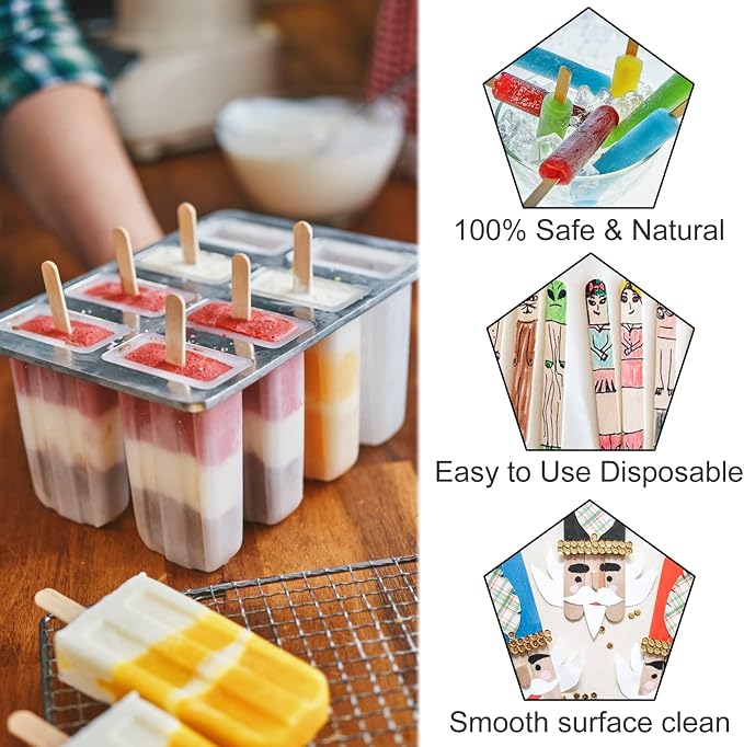 WISYOK 1000 Pcs Wooden Popsicle Sticks - Image 3