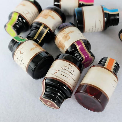 GC QUILL Dip Pen Ink, 10 Colors Fountain Dip Pen Ink Set Non-Carbon Drawing - Image 6