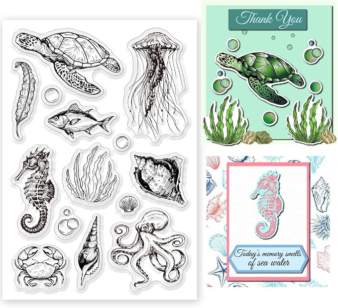 Summer Ocean Sea Turtle Clear Stamps by BEUNITONE