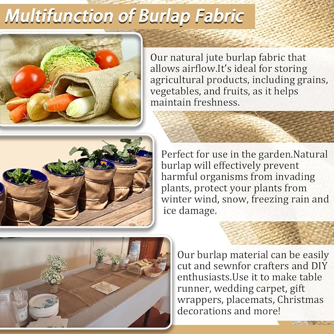 Burlap Fabric Roll, Table Runner, Landscaping, Plants & Tree Covering - Image 4