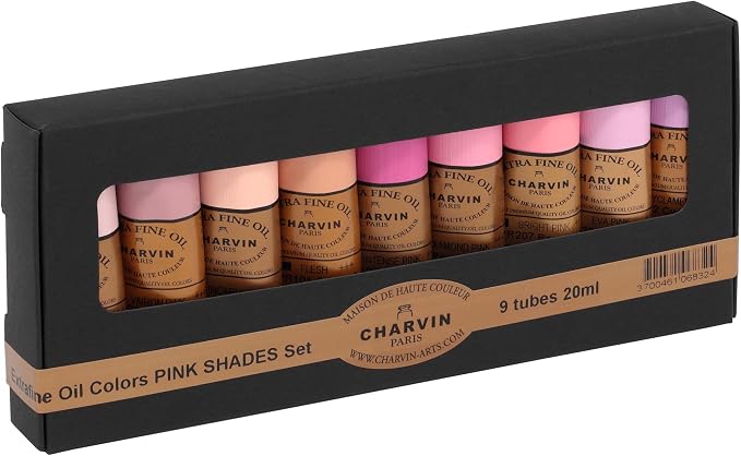 Charvin Extra Fine Professional Artist Oil Paint Set of 9 Shades of Pink - 20ml - Image 3