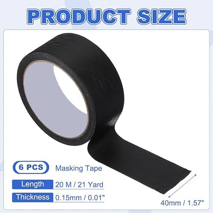 MECCANIXITY Masking Tape 1.6 Inch x 21 Yard Painter's Tape Black Paint Tapes - Image 2