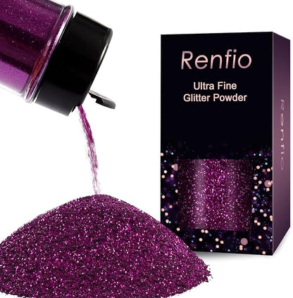Renfio Ultra Fine Glitter Powder Metallic Resin Glitter 2.11 Oz PET Flakes by Renfio
