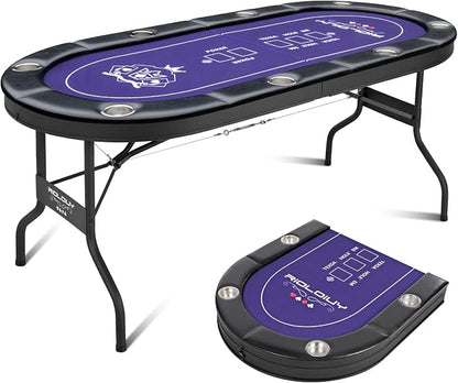 8 Player Poker Table Foldable, Texas Holdem Casino Table by Rioloiuy