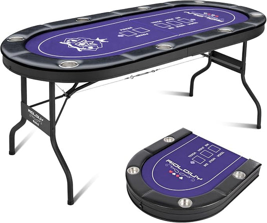 8 Player Poker Table Foldable, Texas Holdem Casino Table by Rioloiuy