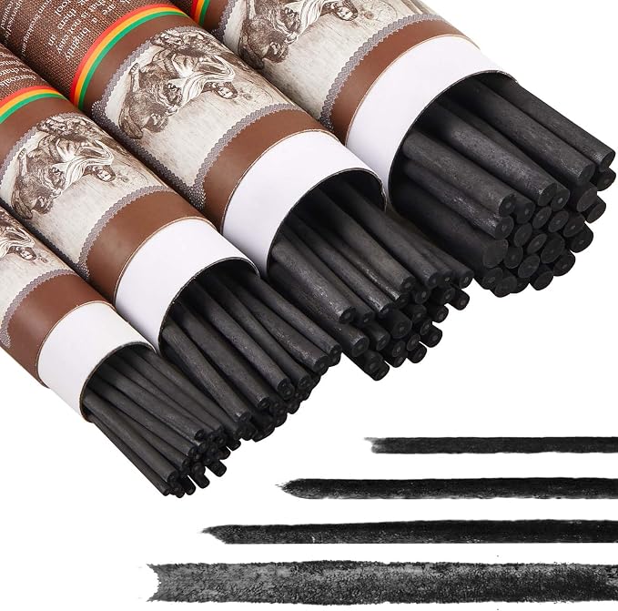 Gueevin 100 Pcs Willow Charcoal Sticks, Willow Charcoal, and Fine Art Christmas by Gueevin