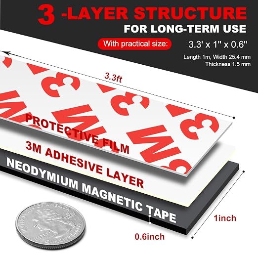 Neodymium Magnetic Tape, Flexible Magnet Tape Strips Roll - Image 2