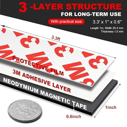 Neodymium Magnetic Tape, Flexible Magnet Tape Strips Roll - Image 2