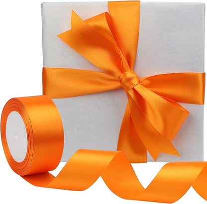 Orange Solid Satin Ribbon 1-1/2 Inch 25 Yards Solid Polyester Fabric Ribbon - Image 5