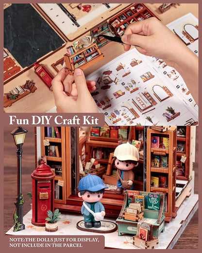Cutefun Book Nook Kit, DIY Miniature Dollhouse Library Kit - Image 4