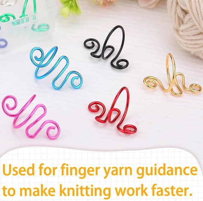 Hand Crochet Tension Rings Set, Adjustable Crochet Finger Guard, Yarn Tension - Image 6