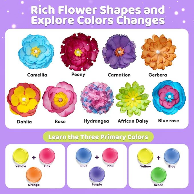 Arts and Crafts for Kids, Paper Flowers Science Kit Magic Dyeing Flowers - Image 4