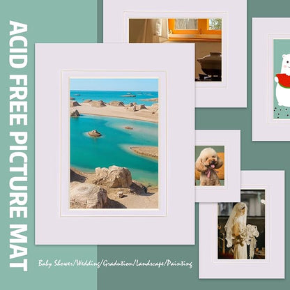 HOTUO 10 Pack Acid Free White Picture Frame Mats, Pre-Cut 8x10 Picture Mats - Image 3