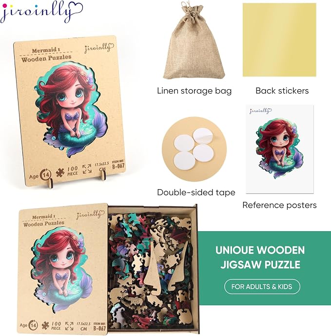 Wooden Puzzles for Adult and Kids, 100 Pieces Ocean Puzzle, Mermaid Unique - Image 7