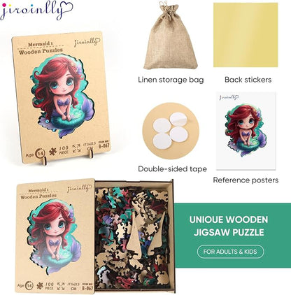 Wooden Puzzles for Adult and Kids, 100 Pieces Ocean Puzzle, Mermaid Unique - Image 7