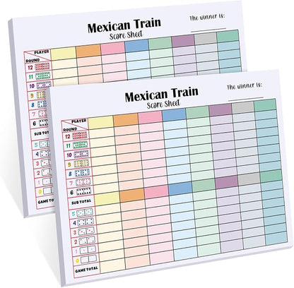 2 Pack 120 Sheets Mexican Train Score Pads Colorful Chicken Foot Dominoes Game by Halloscume