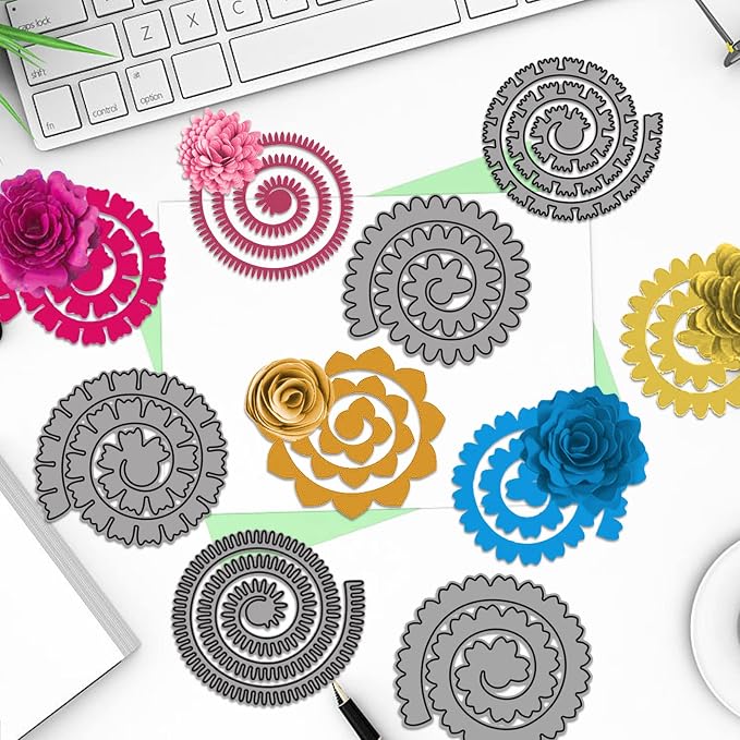 10pcs 3D Layering Rose Metal Cutting Dies, Daisy Flower Garland Wedding Cut - Image 4