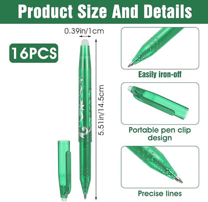 Hpmjz 16pcs Heat Erasable Pens for Fabric, Fabric Marking Pens Fabrics Markers - Image 2