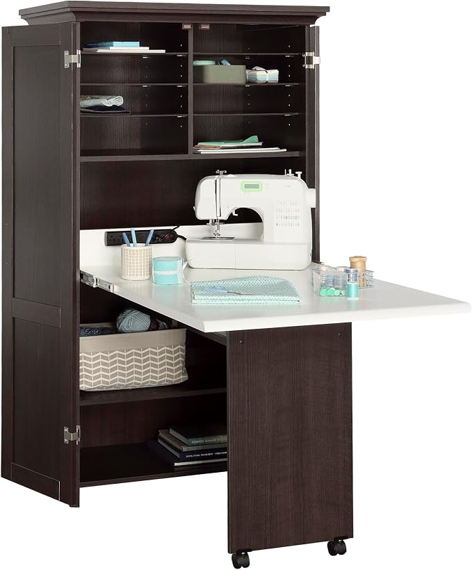 Sauder Miscellaneous Storage Craft & Sewing Armoire, Dakota Oak Finish - Image 6