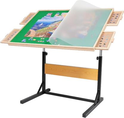 1500pcs Puzzle Table with Legs, 34.25" x 25.2"Wooden Jigsaw Puzzle Board with 4 by Unknown