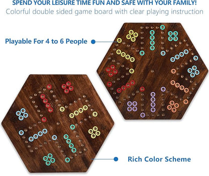 Large Size 20 inches Wood Wahoo Marble Board Game 2 Sided Game 4-6 Player - Image 2