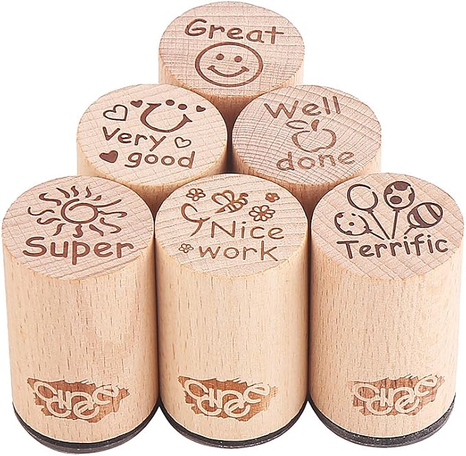 DECORA 6pcs Round Wood Rubber Stamp - Image 2