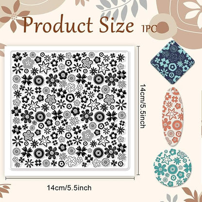 CHGCRAFT Polymer Clay Texture Sheets Cartoon Flowers Texture Stamp Sheets - Image 2