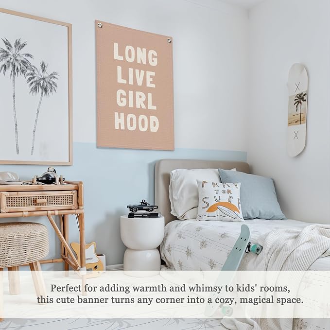 Long Live Girlhood Linen Canvas Banner, Girls Room Decor, Girls Nursery Decor - Image 4