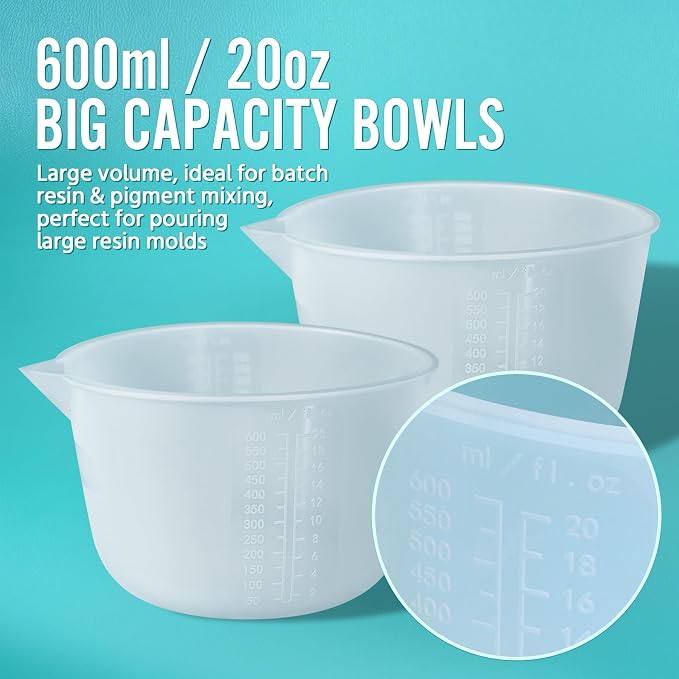Silicone Resin Mixing Measuring Bowls 2Pcs 600ml/20oz - Image 5