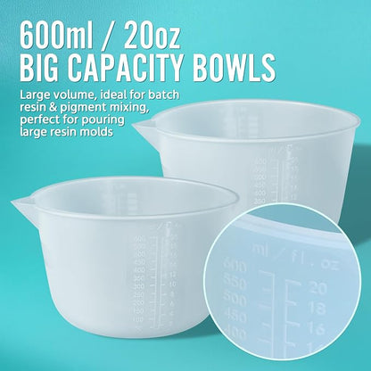 Silicone Resin Mixing Measuring Bowls 2Pcs 600ml/20oz - Image 5