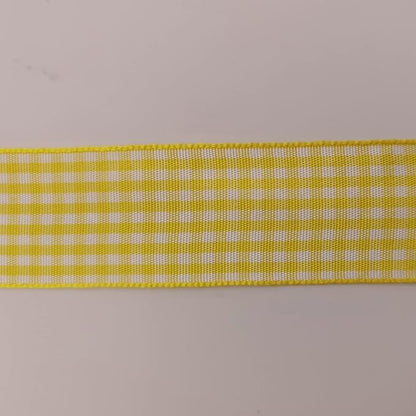 Yellow and White Gingham Ribbon Christmas Ribbon 25 Yards Each Roll 100% - Image 9
