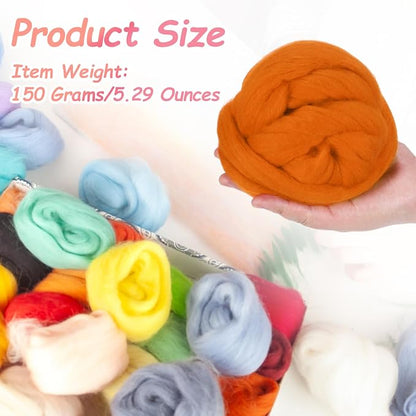 PATIKIL Wool Roving Yarn, 150G/5.3OZ Soft Felting Wool Pure Chunky Roving Yarn - Image 2
