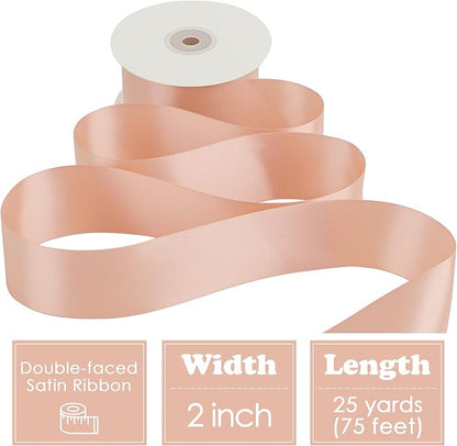 HUIHUANG Rose Gold Pink Ribbon for Wedding, Dress Chair Sashes, Invitations Card - Image 2