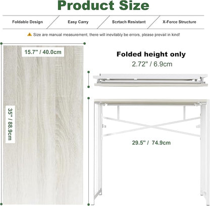 Small Folding Desk 35 inch, No Assembly Required Small Office Desk, Writing - Image 3
