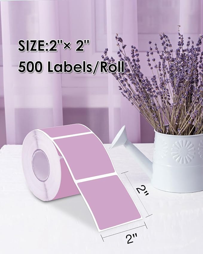 iEager Purple Square Thermal Label Stickers, 500 Sheets/Roll - Image 2