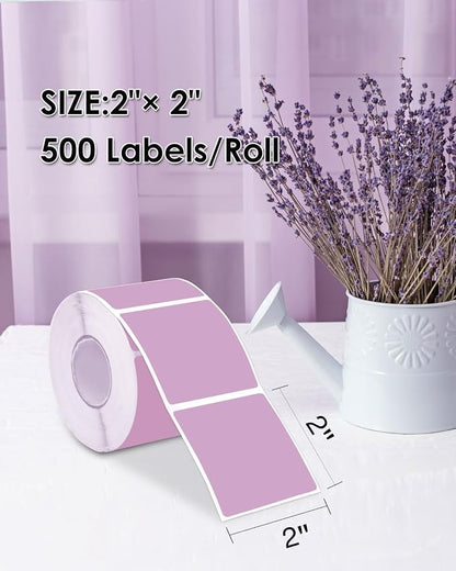 iEager Purple Square Thermal Label Stickers, 500 Sheets/Roll - Image 2