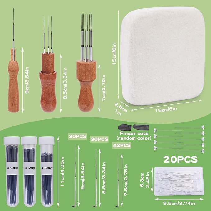OEHPICC 128 Pcs Needle Felting Tools, 6×6 Inch Wool Felting Pad, Felting Tools - Image 3